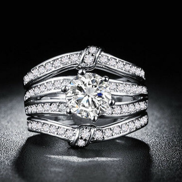 Jewelry - NEW 925 Sterling silver Engagement Diamond ringSet